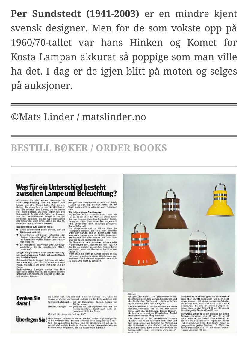 Loftlampe „Bucket" - Per Sundstedt für Atelje Lyktan