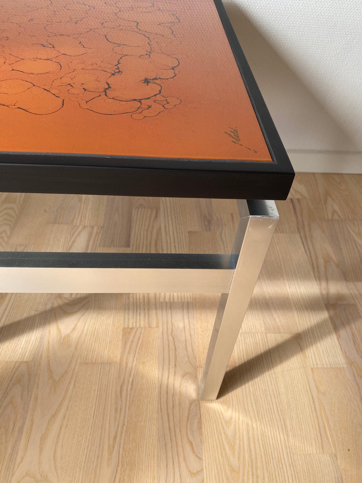 Vintage glass sofa table by J. Hald – original piece by Jean René Talopp