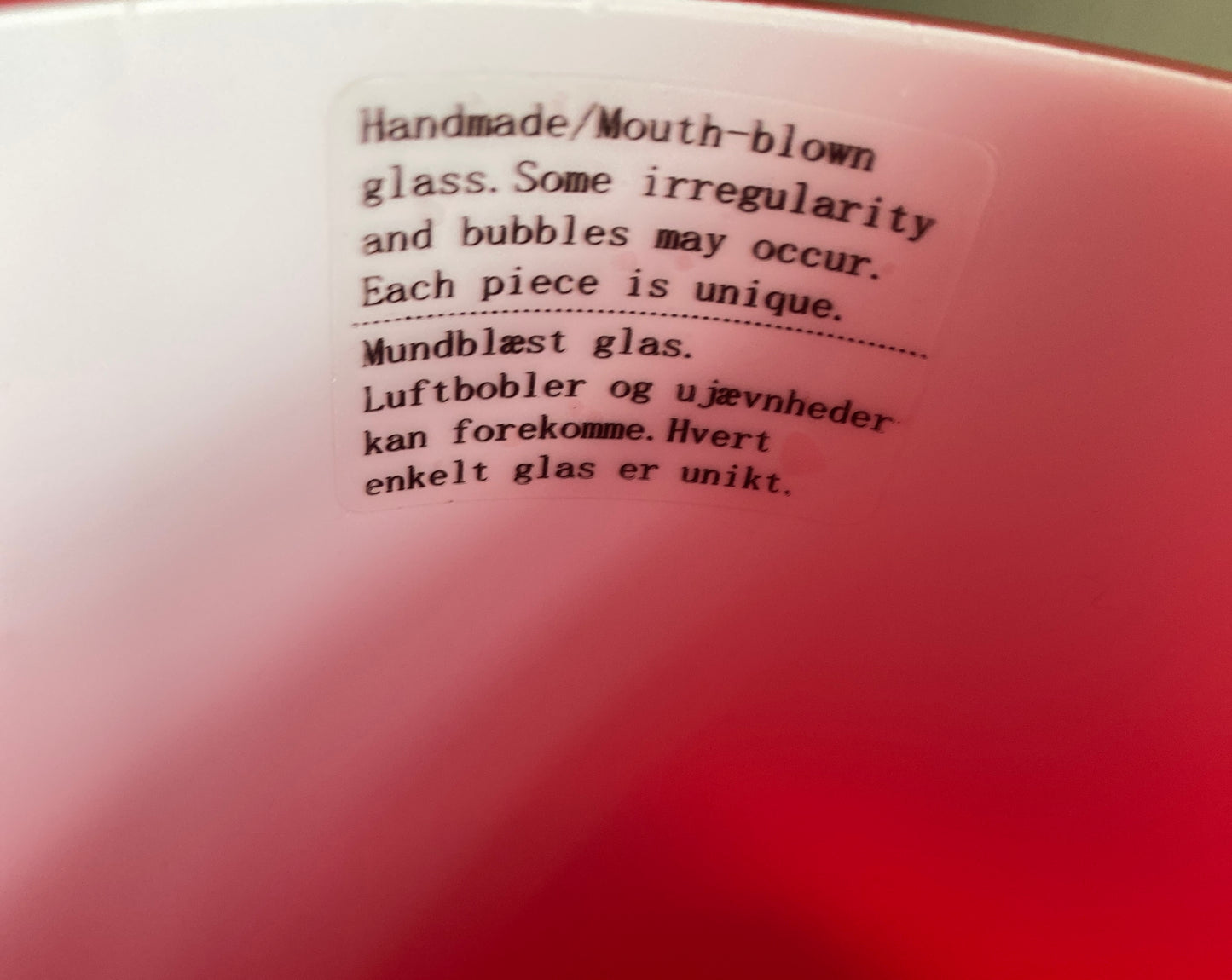 Hängelampe rot, Mundgeblasenens Einzelstück