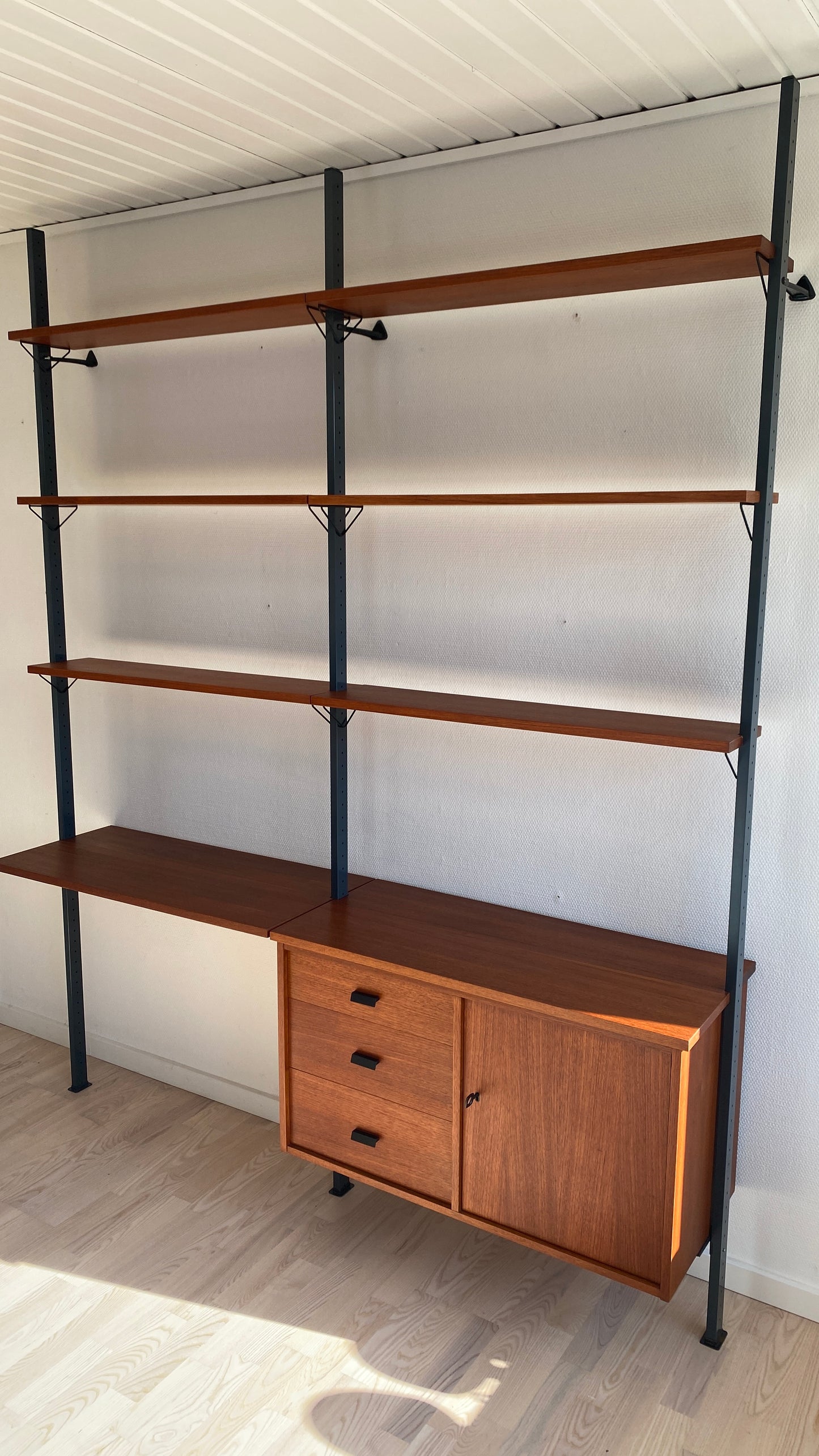 Modular Teak Wall Shelf by Olof Pira for String, 1950s